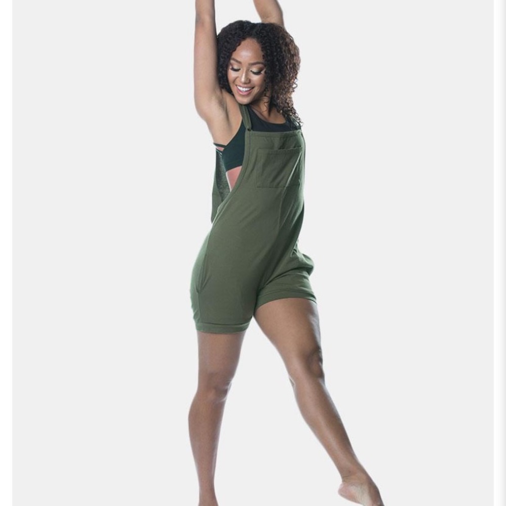 Namastetics olive green overall shorts